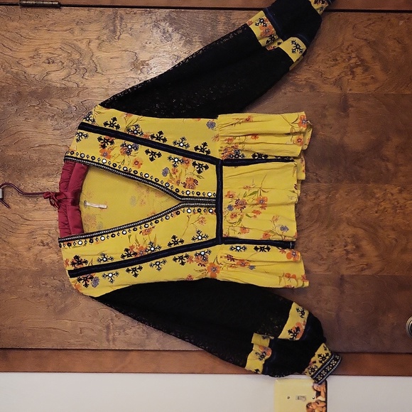 Free People Boho embroidered lace top S - Picture 6 of 12